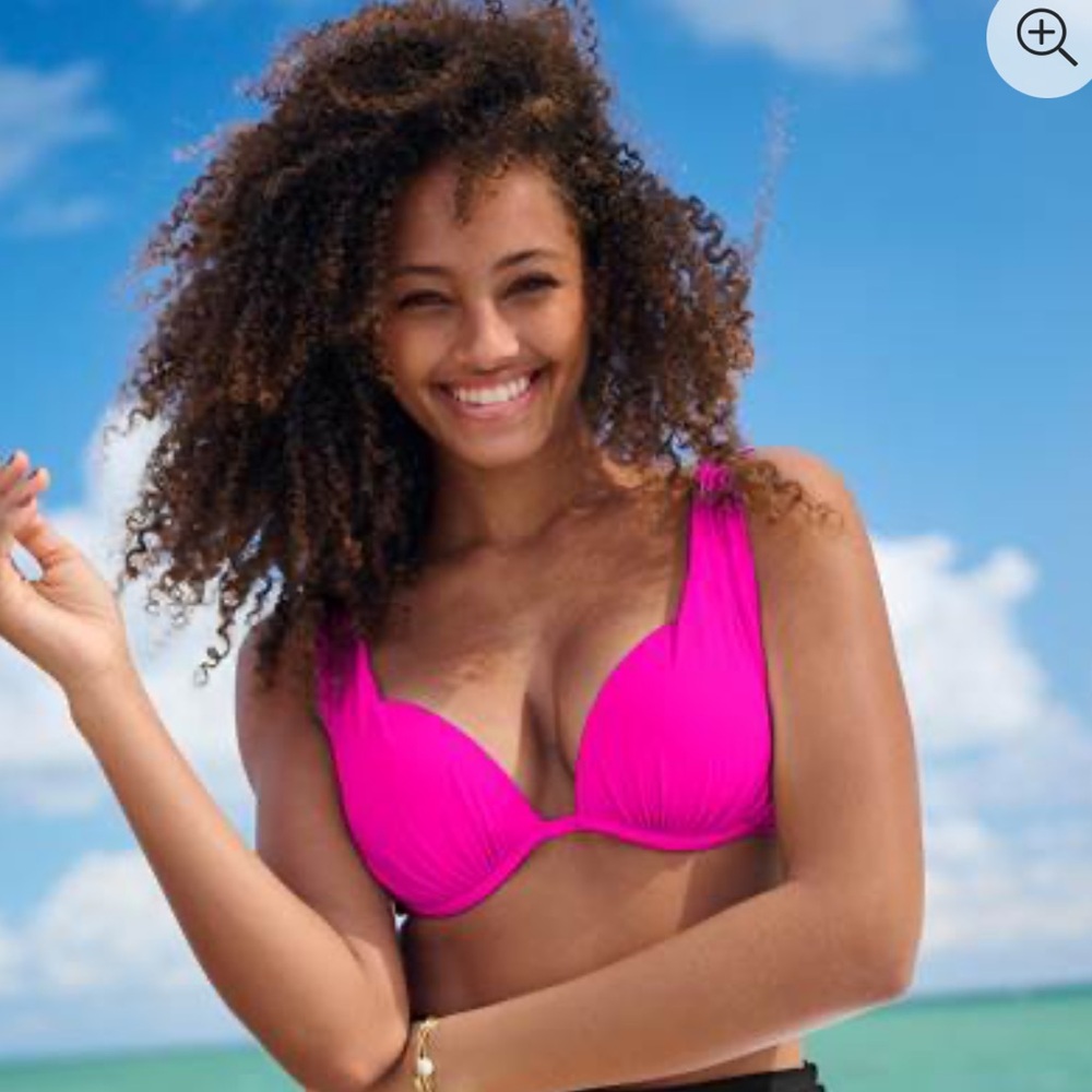 Venus Electric Pink Bikini Swimsuit Marilyn Over the Shoulder Top with Bottom